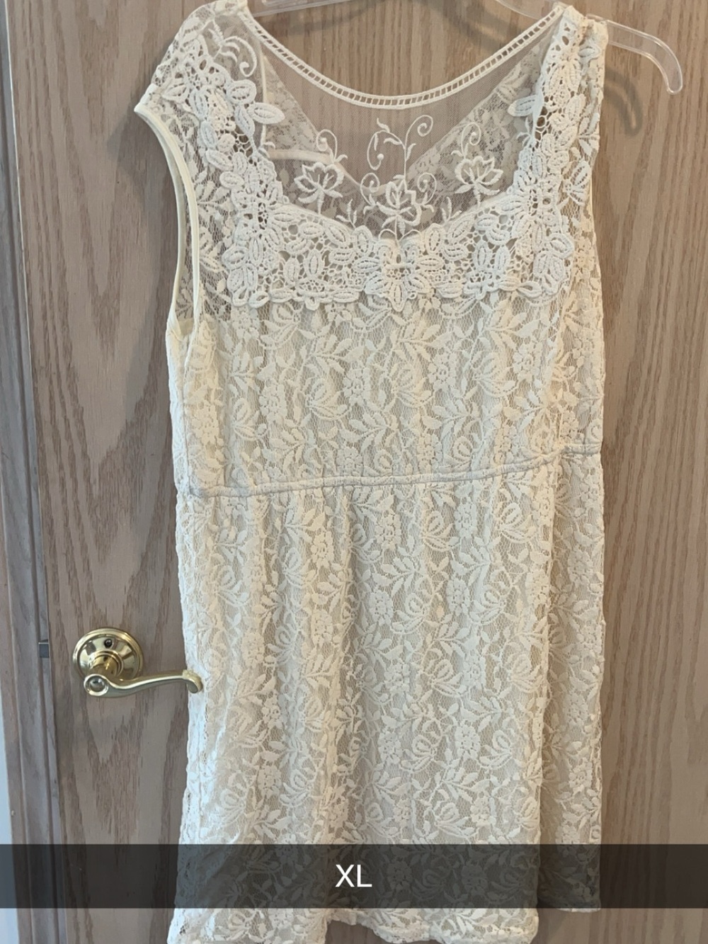 Sleeveless Lace Overlay Dress in Cream